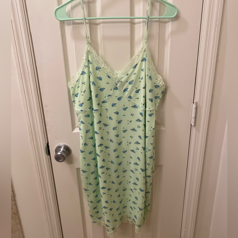 Green floral fairycore dress